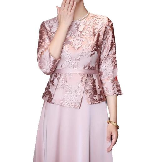 雀说秋季新款年轻妈妈粉红色连衣裙AL7846 商品图4