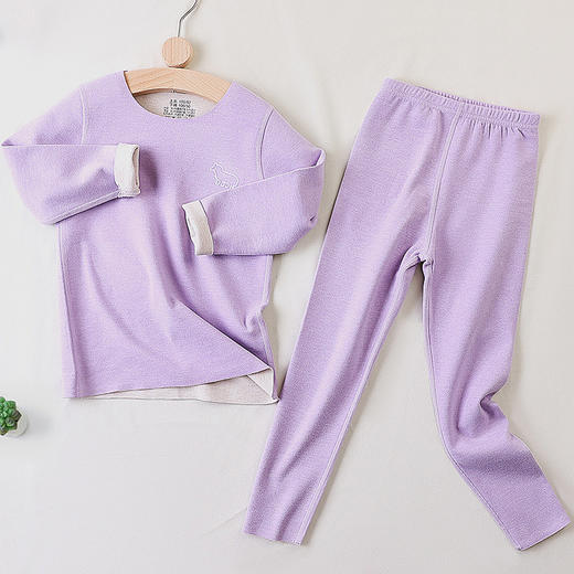 【秋冬儿童羊毛蚕丝套装 】发热睡衣中大童加厚男女宝家居秋衣秋裤德绒 商品图6