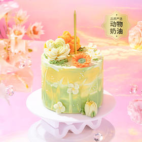 【绿野仙踪】治愈系油画风小蛋糕，花朵簇拥清新浪漫。拍照C位担当，3层夹心一次尝鲜！每一口都藏着自然的清新与治愈（东莞幸福西饼蛋糕）
