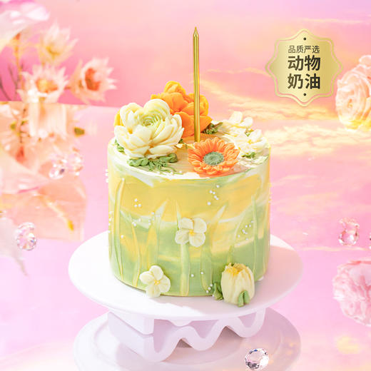 【绿野仙踪】治愈系油画风小蛋糕，花朵簇拥清新浪漫。拍照C位担当，3层夹心一次尝鲜！每一口都藏着自然的清新与治愈（今日特惠） 商品图0