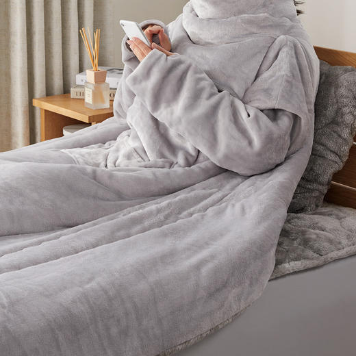 NITORI宜得利家居 抗菌带袖手机毛毯超吸湿发热办公室午休袖毯  A2514 商品图2