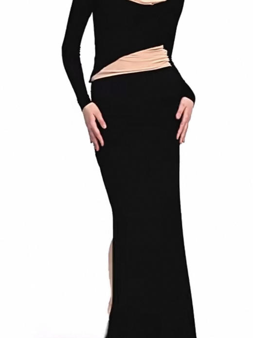 SIJIA｜AW2541 黑色针织双层半裙 商品图4