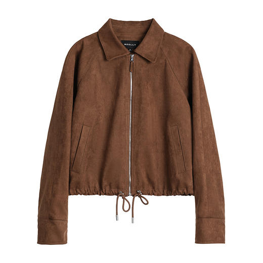 NEELLY纳俪商场同款秋冬新款复古翻领麂皮外套女高级感廓形上衣N25091C01139 商品图3