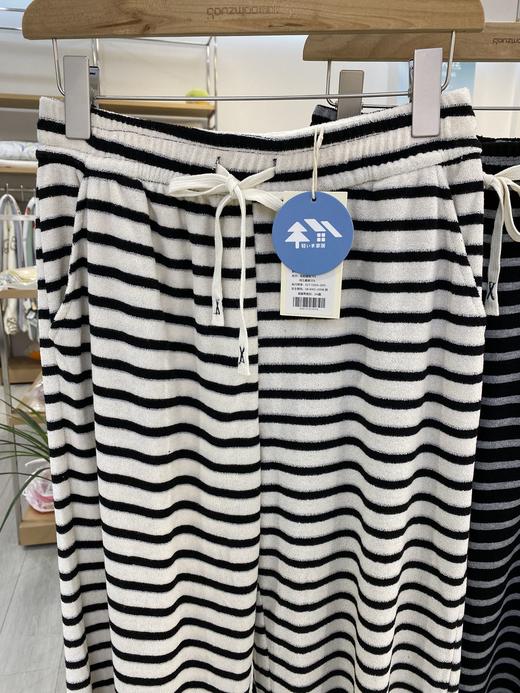 松植屋慵懒条纹绒绒裤女款春秋直筒阔腿裤高腰显瘦宽松休闲 商品图5