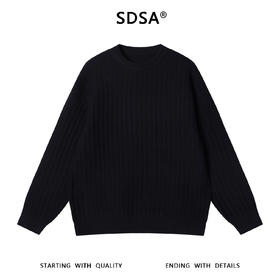 SDSA秋冬新款痞帅男装韩版纯色简约竖纹圆领针织衫百搭慵懒风毛衣