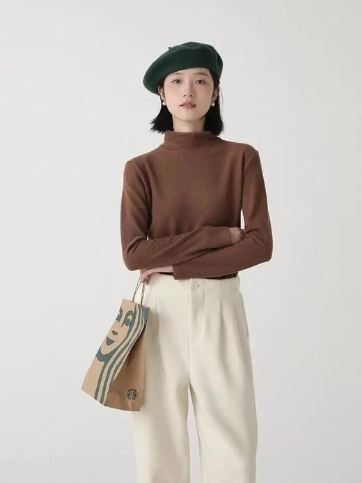 耐尔 糯米棉感小立领拉绒打底衫 W4080 商品图3