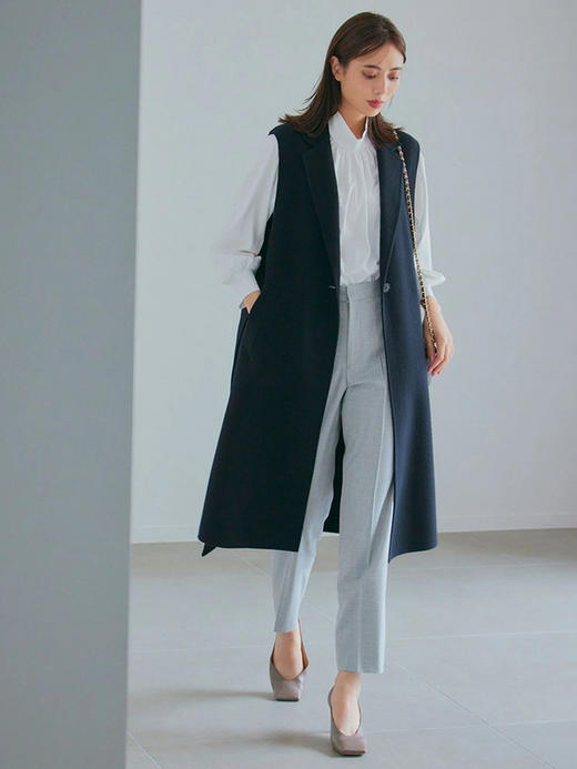 23区日系春季通勤职业OL羊毛混纺半松紧腰锥形长裤休闲裤商场同款 商品图0