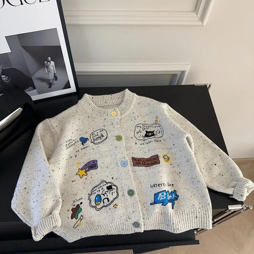 【时尚百塔】春秋新款男女童韩版开衫毛衣外套上衣儿童休闲卡通印花针织衫。rb 商品图4
