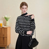 西遇挂脖露肩条纹针织衫设计感气质百搭打底衫长袖T恤H0055170 商品缩略图4