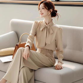 2025早秋高级感小香风衬衫阔腿裤职业两件套G325a7542