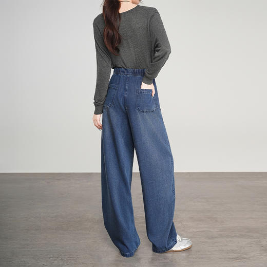 68%莱赛尔天丝牛仔松紧高腰豆荚裤    A-5241 商品图3