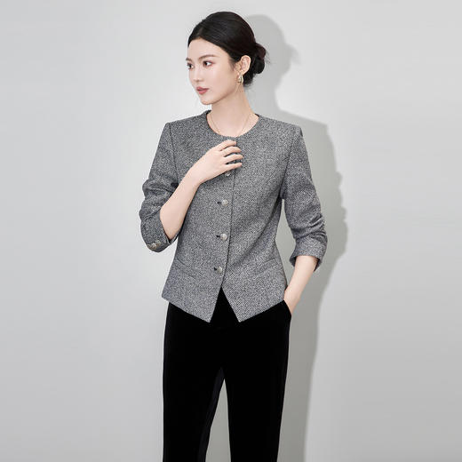 WL 2512710小香风法式优雅赫本短款收腰修身外套 商品图0