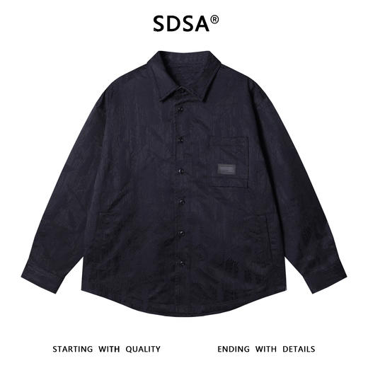 12495SDSA男士秋冬新款痞帅男装潮牌纯色纹理感提花翻领长袖衬衫百搭 商品图1