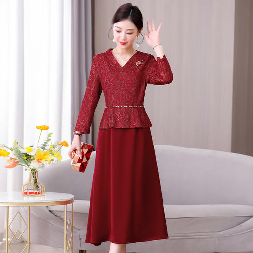雀说秋季妈妈喜服新中式连衣裙AL6626 商品图2