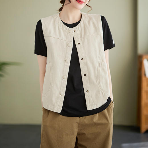 GYH 8761休闲马甲文艺范坎肩文艺复古显瘦马夹 商品图1