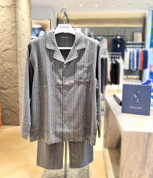 【梭织全棉款】SCHIESSER德国舒雅男士100%棉梭织磨毛双面布中型厚度开衫套装  39/26781H 商品图3