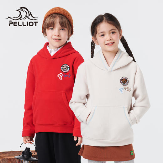 伯希和户外抓绒衣保暖套头卫衣新款男女童摇粒绒外套休闲连帽卫衣 商品图0