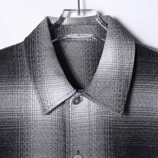 12569SDSA男士秋冬新款痞帅男装嘻哈撞色格纹纽扣翻领长袖衬衫休闲衬衣 商品图2