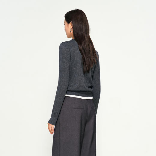 NEELLY纳俪商场同款秋季新款复古百搭假两件针织衫女气质通勤毛衣N25094A04623 商品图1