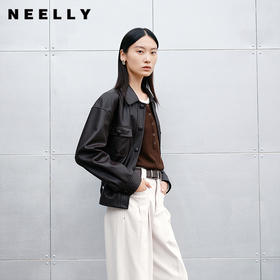 NEELLY纳俪商场同款秋冬新款气质简约皮衣外套女高级感通勤上衣N25091C01140
