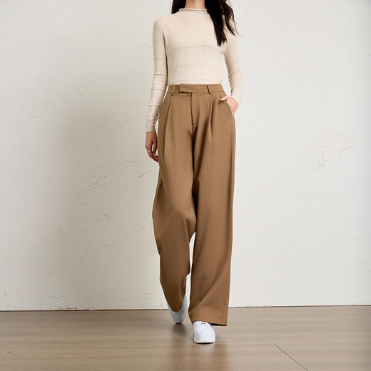 西装裤坠感老钱风，高腰提臀直筒阔腿裤休闲裤KB-250210 商品图0