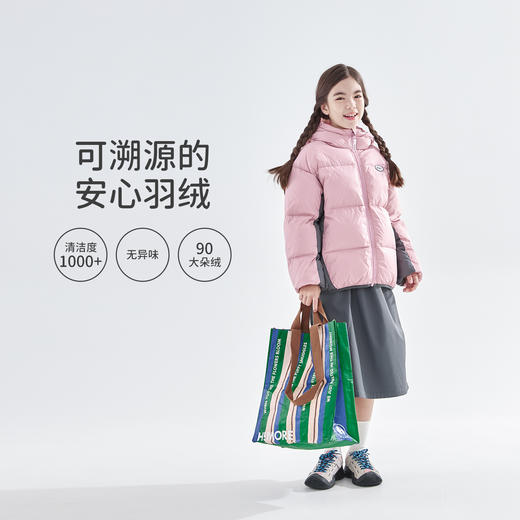 cicochild25年冬季新款亲子中大童拼色连帽羽绒服防钻绒保暖外套 商品图1
