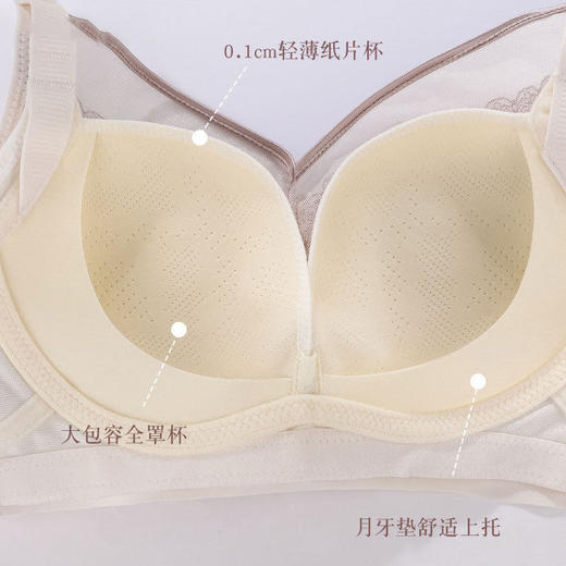 ZYQ-602  纸片杯内衣薄款透气蕾丝性感舒适收副乳调整型大胸显瘦无磁文胸女（单件） 商品图3
