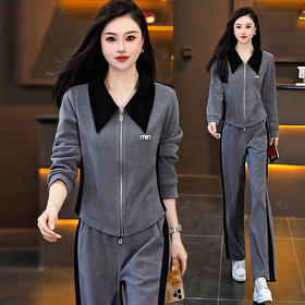 SP70-8527 2025春秋新款女款运动休闲套装POLO领长袖透气修身弹力两件套