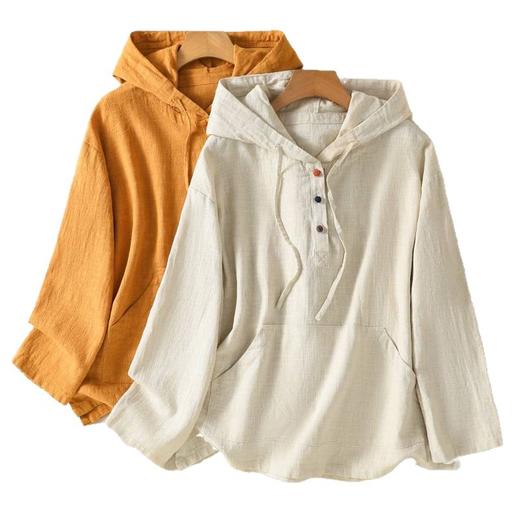 GYH 8957休闲复古长袖连帽套头卫衣宽松休闲上衣 商品图4