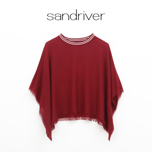 羊绒夹道圆领斗篷式女上衣  SJF97W366N 商品图7