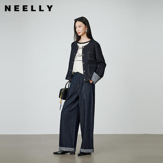 NEELLY纳俪商场同款秋季新款时尚简约牛仔套装女舒适个性两件套N25094Z05516 商品图0