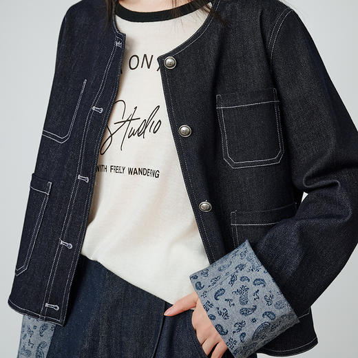 NEELLY纳俪商场同款秋季新款时尚简约牛仔套装女舒适个性两件套N25094Z05516 商品图2