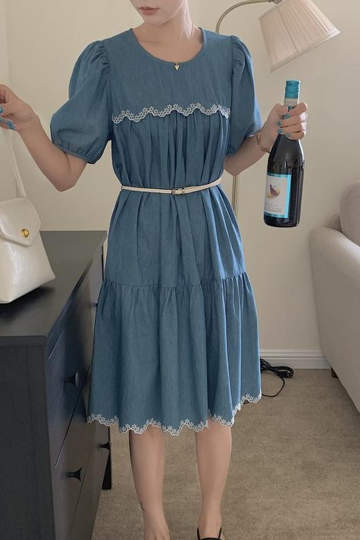 Stay2Weeks 牛仔花边泡泡袖腰带连衣裙 18629 商品图2