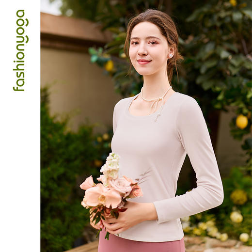 凡圣瑜伽圆领罗纹一体杯长袖 F15360 商品图8