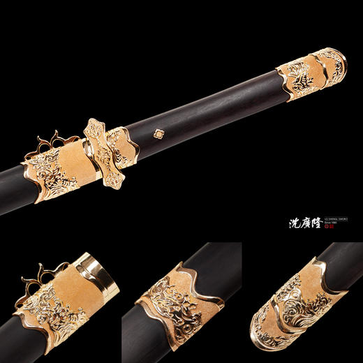 飞天唐刀 镀黄金款 汉唐收藏刀剑 龙泉沈广隆宝剑一体刀剑 未开刃 商品图4