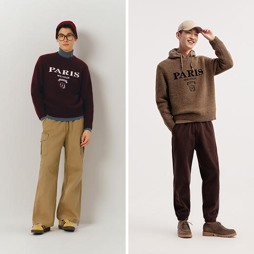 森马梅花系列毛衫男冬季绣花情侣针织衫复古宽松套头毛衣内搭外穿 商品图3