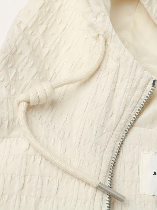 奶杏色连帽短外套女 春秋款宽松显瘦拉链上衣 肌理感休闲夹克 商品图2