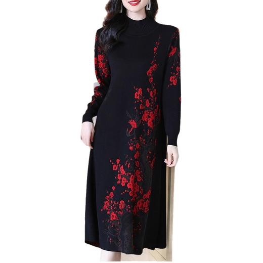 雀说法式气质撞色连衣裙秋季时尚设计感修身开叉裙子AL8018 商品图4