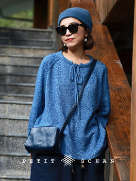PETIT SCHAN小闪 CLO#913 Blue morpho 蓝闪蝶 羊毛混纺系带套头衫