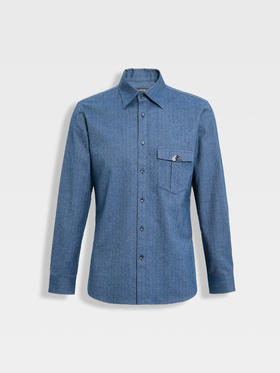 callisto单宁长绒棉花卉内里休闲衬衫