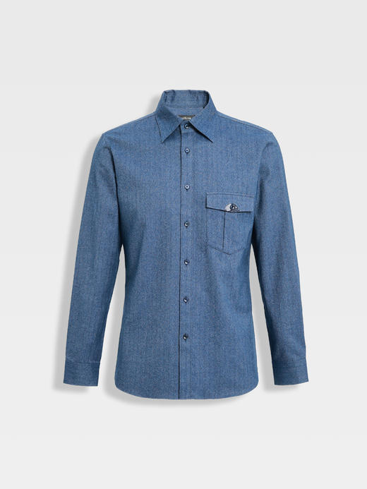 callisto单宁长绒棉花卉内里休闲衬衫 商品图0