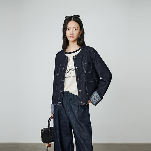 NEELLY纳俪商场同款秋季新款时尚简约牛仔套装女舒适个性两件套N25094Z05516 商品图3