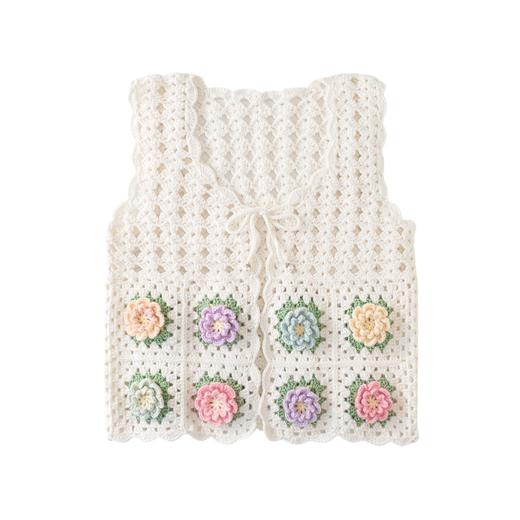 苏苏姐家云朵花饰马甲手工编织自制DIY钩针材料包毛线团打发时间 商品图4