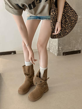 心选丨honeyGIRL复古西部堆堆靴7729