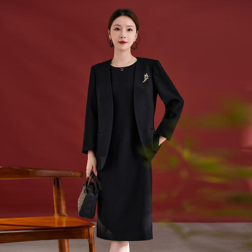 QS原创100羊毛气质西装外套女珍珠胸针设计感秋冬新款时尚百搭2751 商品图3