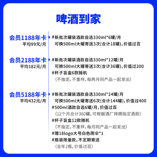 【喝酒计划】拾捌精酿会员年卡 12个月12次寄送服务 18天保鲜 商品图1
