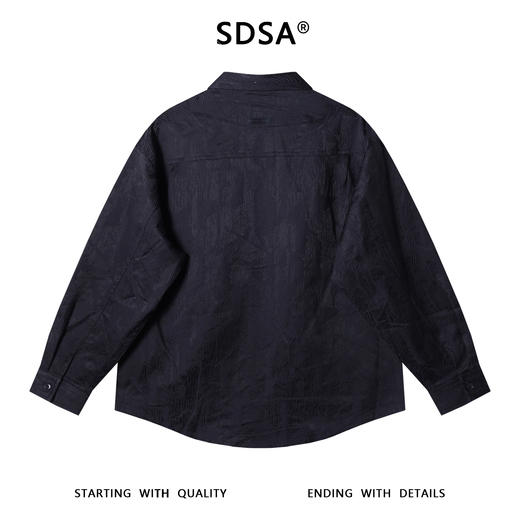 12495SDSA男士秋冬新款痞帅男装潮牌纯色纹理感提花翻领长袖衬衫百搭 商品图5