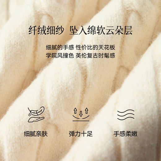 【严选】孟子义代言诗凡黎学院风V领针织开衫2025冬新款刺绣绞花毛衣外套7G9333101 商品图2