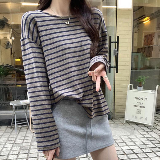 suoreoe 条纹T恤 宽松慵懒感 显白百搭 内搭/外穿 商品图0
