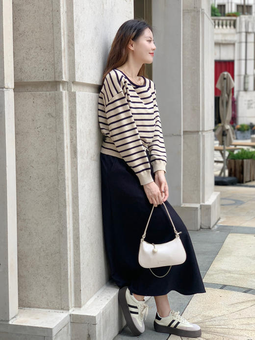 【百图lulu定制】【赫本条纹衫】一字领 条纹 针织衫 商品图6